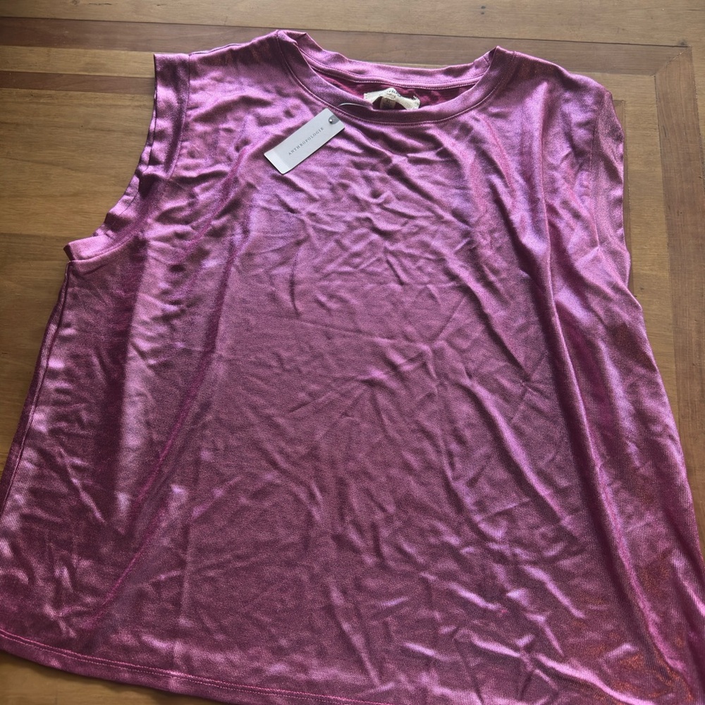Anthropologie Pink Boxy Muscle Tee